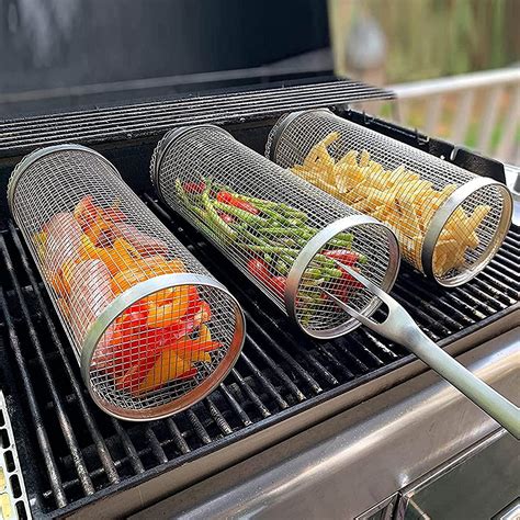  Perfect Rolling Grilling BasketThe grill basket uses a rollable round design that allows you to easily and safely flip the grill, 360 degrees of. . Rolling grilling basket amazon